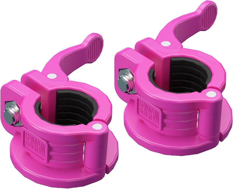 MAXRICH T Barbell Clamp 1 inch Multiple Sizes & Adjustable Weight Clips for Barbell Quick Release Barbell Clips|Barbell Collar Bar Locks for Weight Lifting (ROSE) - Image 1